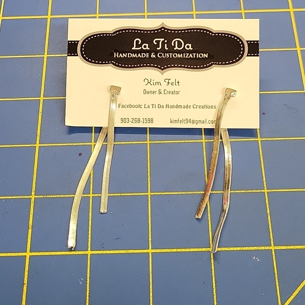 Silver Tone 2 Sided with a Back Dangle Earrings